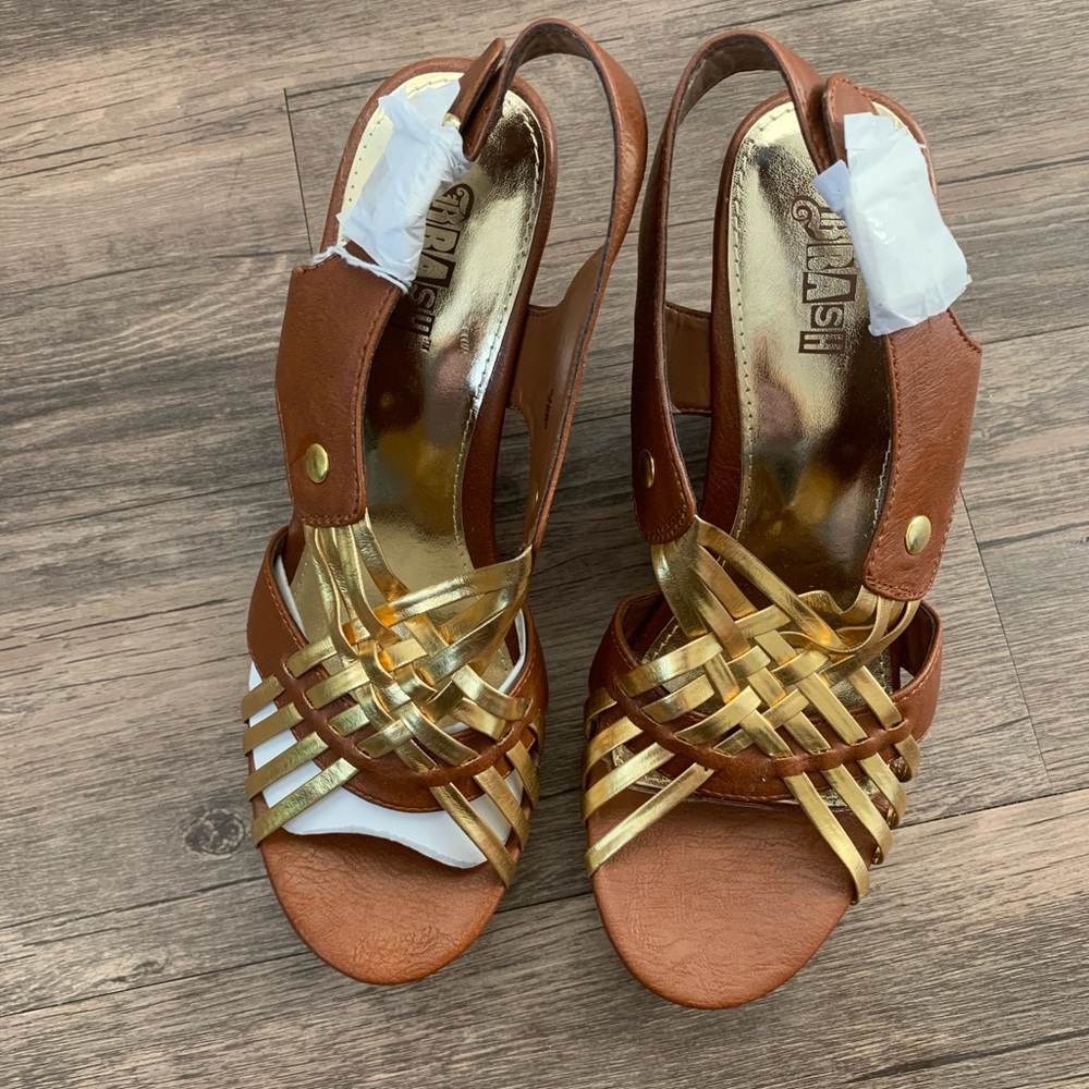 BRASH Brown/Golden High Wedges Women Size’s 8 1/2